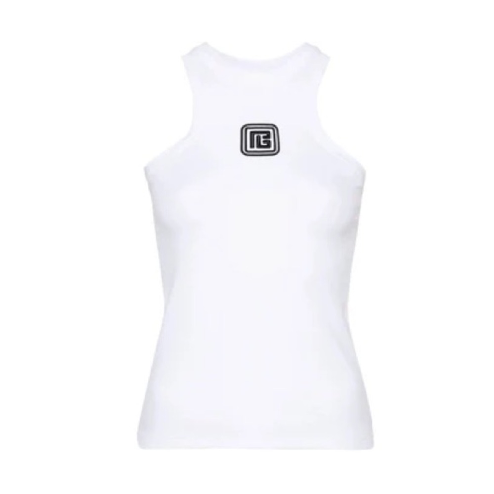 BALMAIN White Top with Brand Label